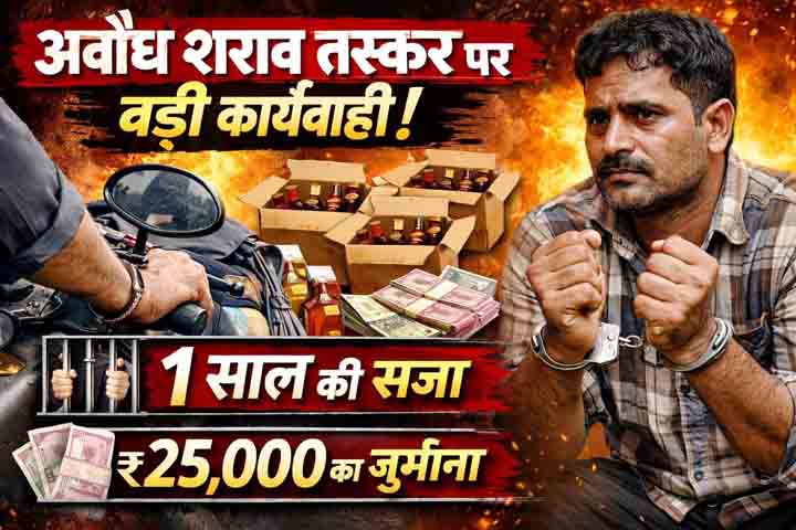 6 पेटी देशी शराब ले जाते आरोपी को एक साल की जेल, 25 हजार का जुर्माना