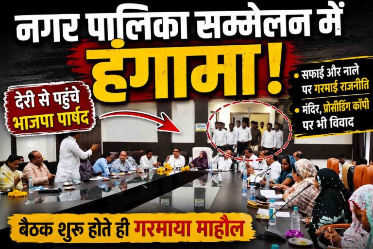 जावरा नगर पालिका सम्मेलन में हंगामा : देरी से पहुंचे भाजपा पार्षद, सफाई और नाले पर गरमाई राजनीति
