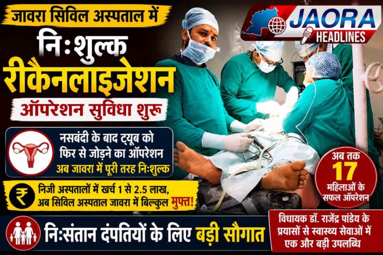 जावरा सिविल अस्पताल में शुरू हुई नि:शुल्क रीकैनलाइजेशन ऑपरेशन सुविधा, नि:संतान दंपतियों को मिलेगा बड़ा लाभ
